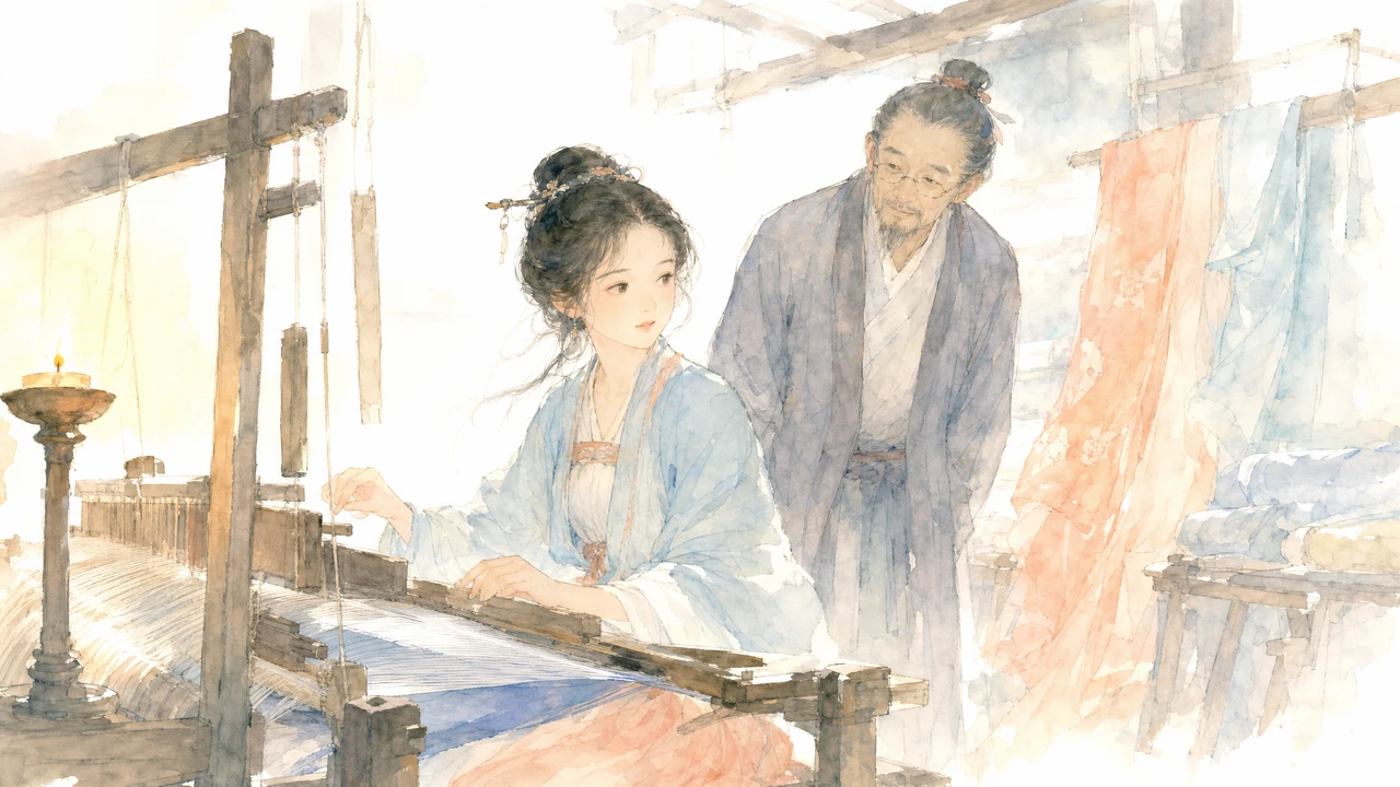 那個織女開始注意到自己的手 插圖