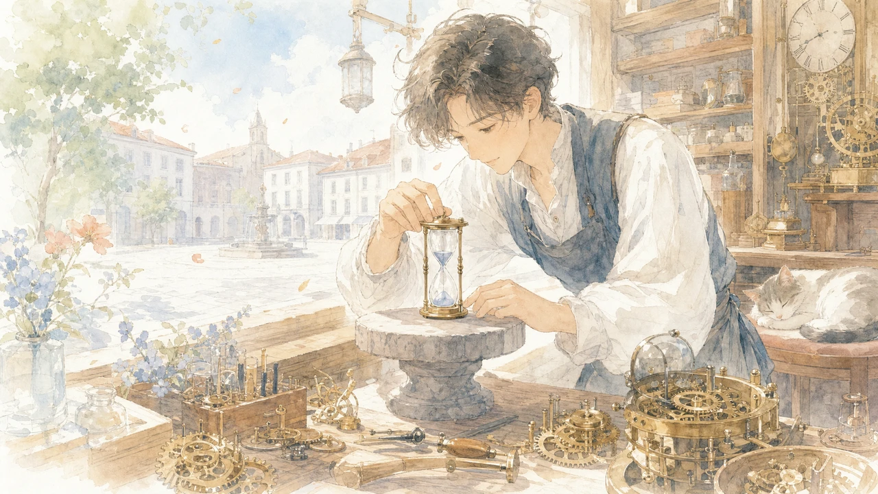 沙漏與大鐘 插圖